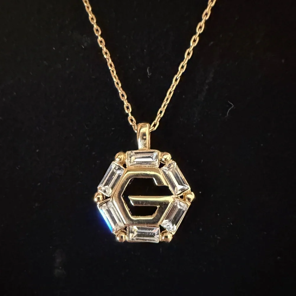 Givenchy with Baguette Crystal G Gold Necklace